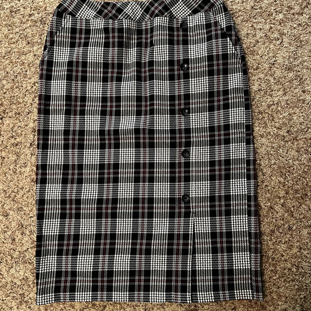 Cato Black and White Plaid Pencil Skirt